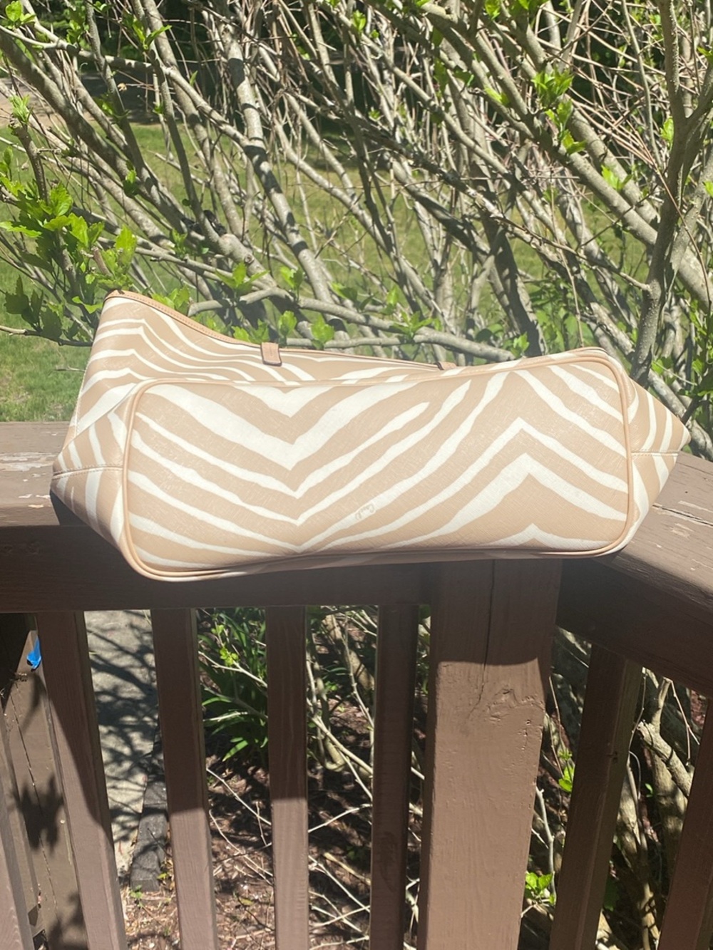 Coach Zebra-Print Beige and White Tote - Picture 3 of 6